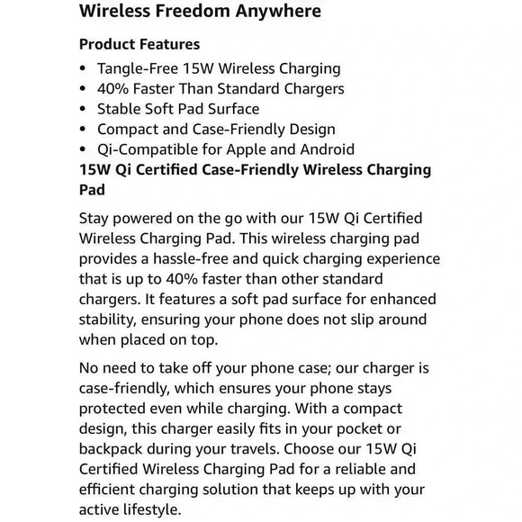 AT&T 15W Fast Charge Wireless Charging Pad Black New - Picture 8 of 9